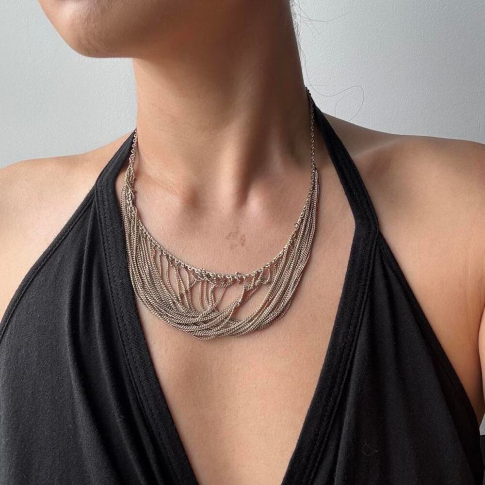 Vintage Silver chain necklace with multiple strands